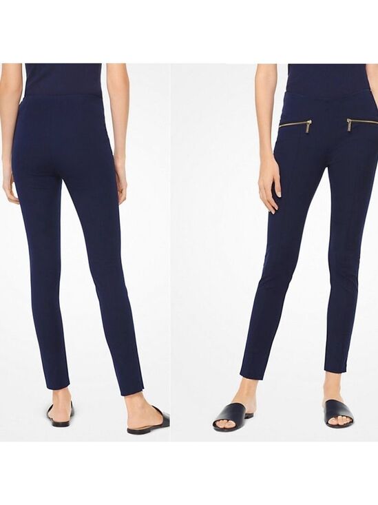 MICHAEL Michael Kors Pants - MICHAEL MICHAEL KORS Navy Blue Hutton Cotton-Blend slim fit ankle pants Sz 6